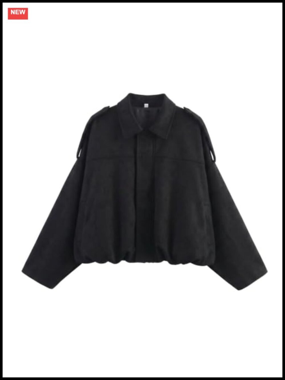 Faux Suede Bomber Jacket Oversized Cropped Batwing Sleeve Fall Winter Coat